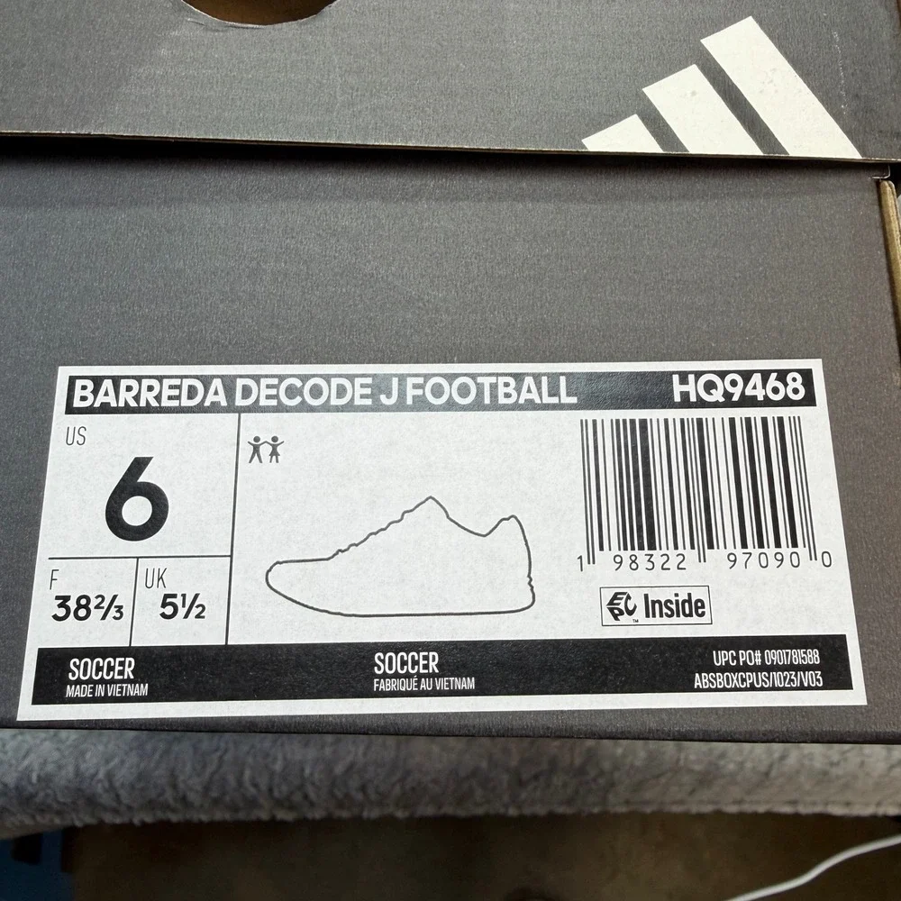 NWT Adidas Barreda Decode J FO Size 6 Bob Marley Jamaica Football Yellow HQ9468